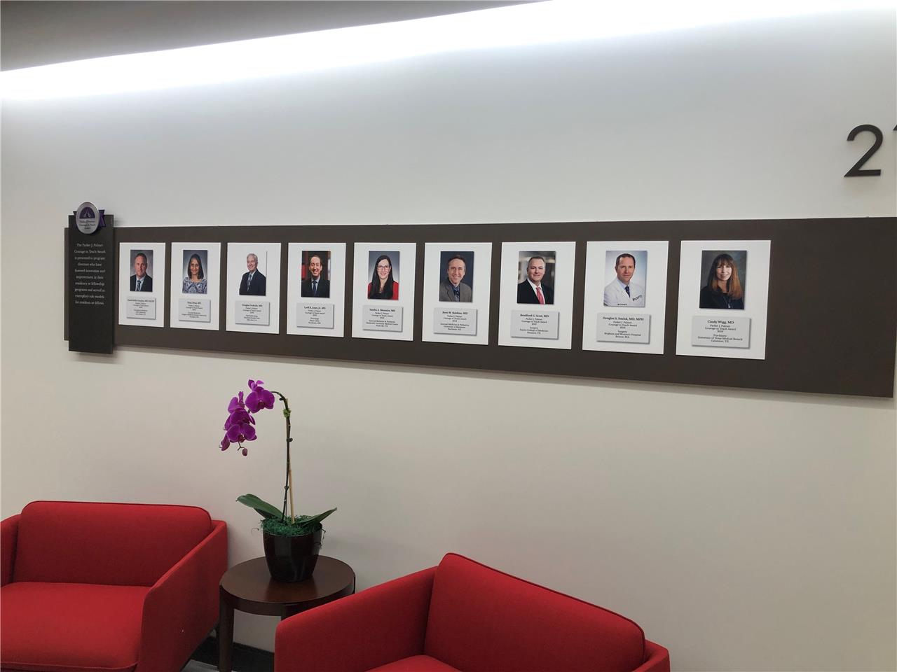 Awardees are honored in displays throughout the ACGME office space in Chicago