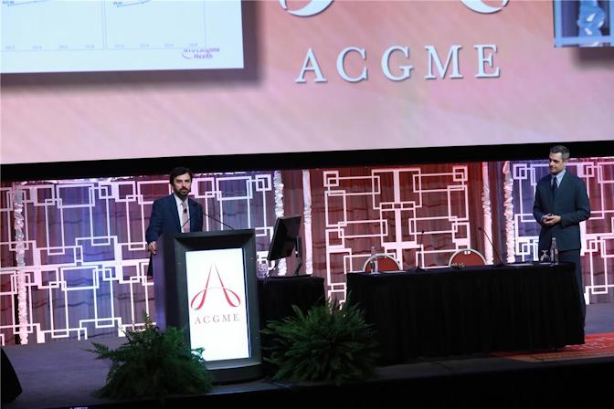 Drs. Patrick Cocks and Marc Triola presenting at the 2019 ACGME Annual Educational Conference